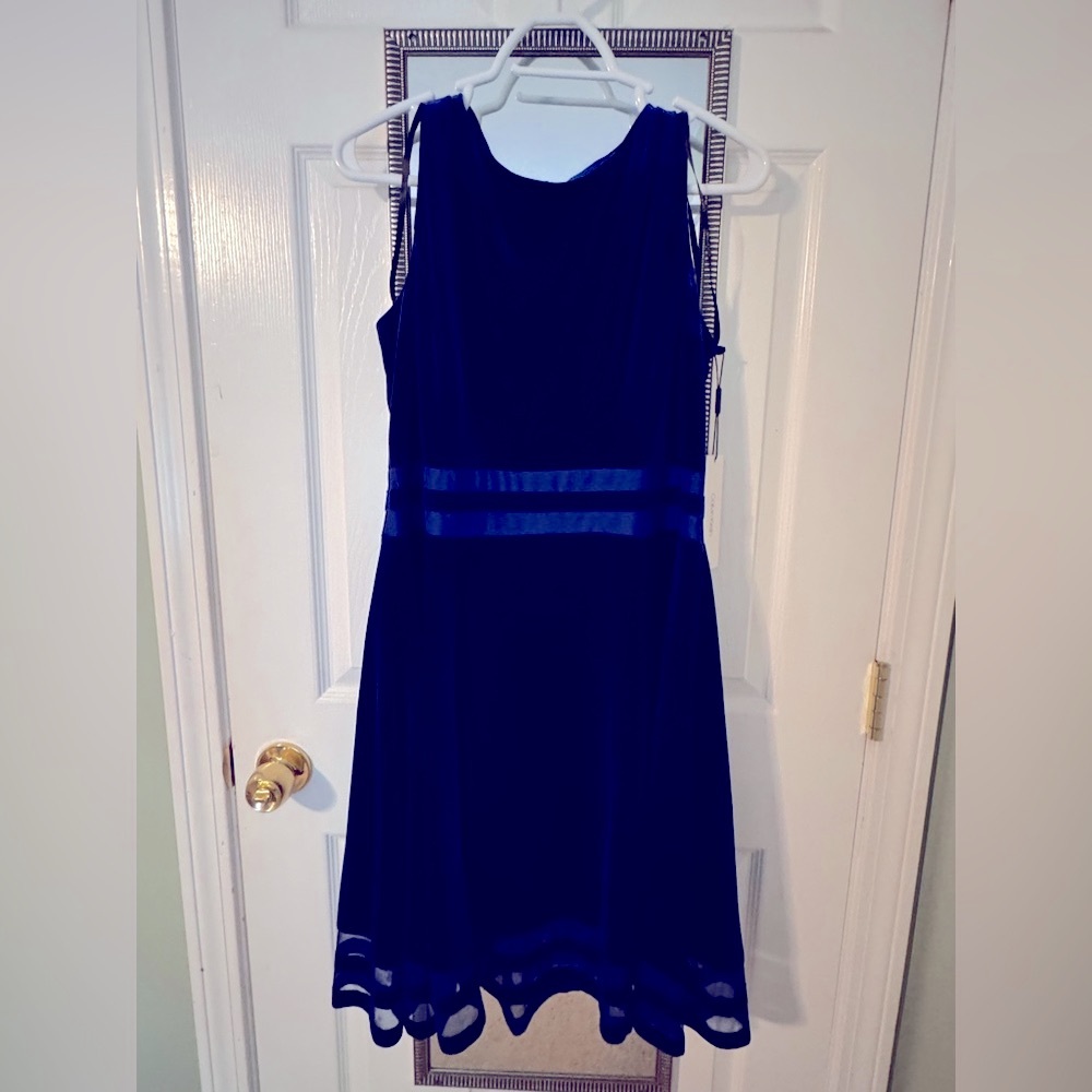 Elegant Blue Calvin Klein Velvet Dress